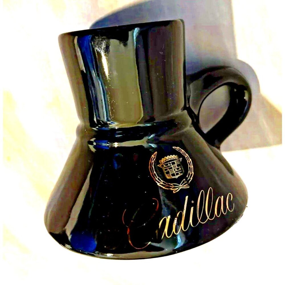 Ceramic Jaguar Coffee Mug Spill Proof Black & Gold NEW w. Defect on Rubber Base